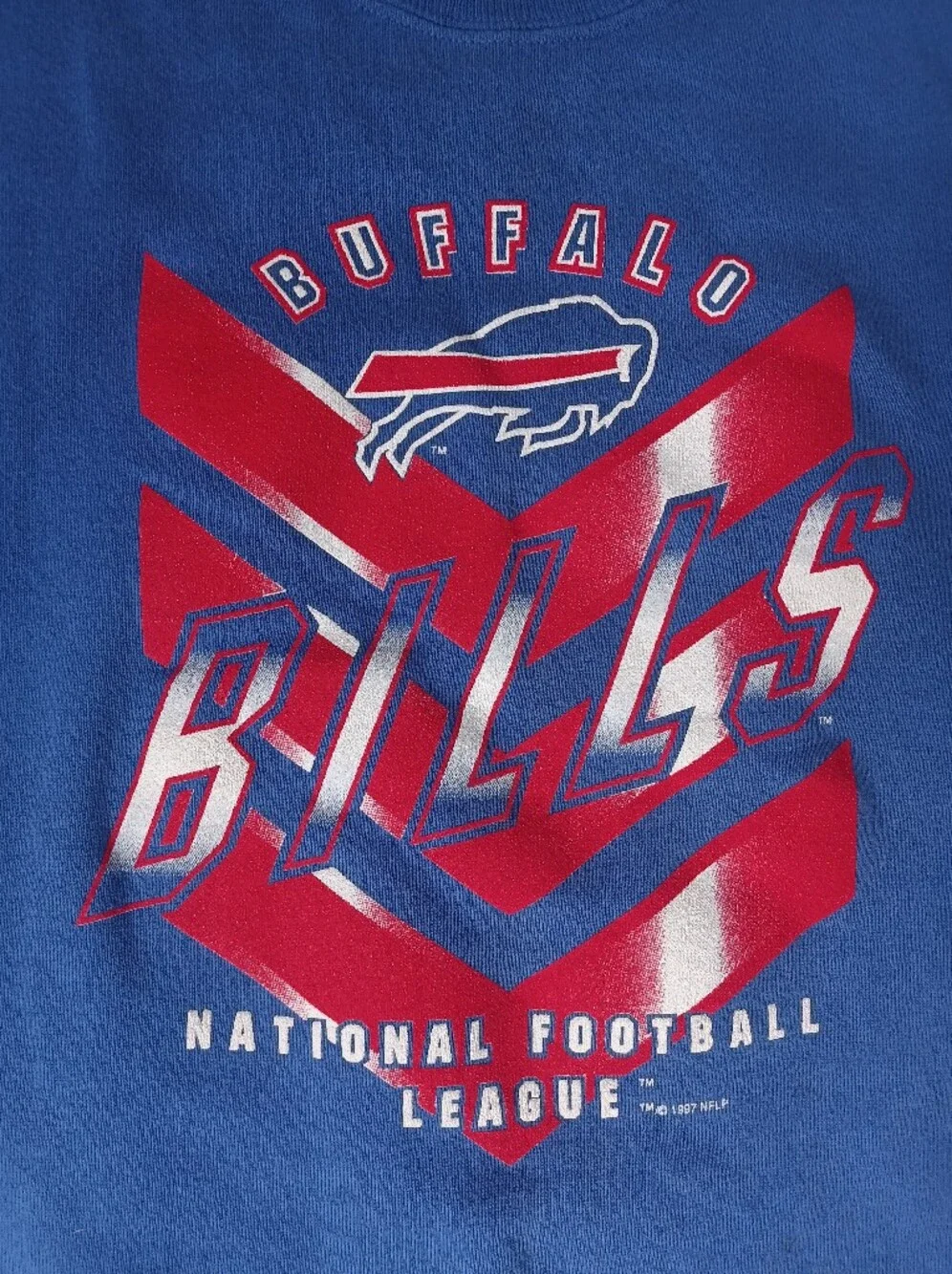 Vintage 90s Buffalo Bills NFL Crewneck Sweatshirt Blue Mens